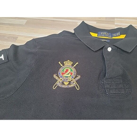 Polo Ralph Lauren Mens XXL Black Polo Shirt County Riders‎ & Jockey Club - Picture 5 of 15